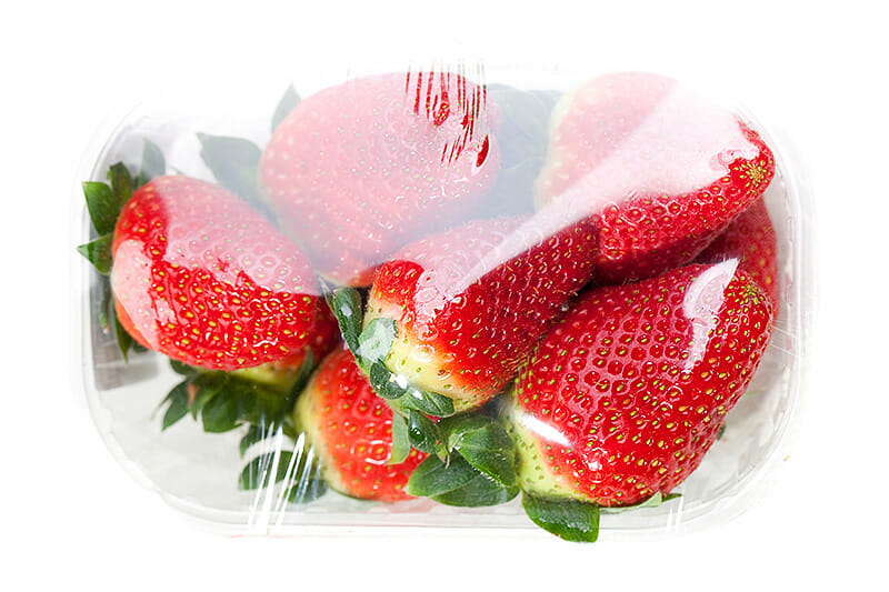 Lebensmittelverpackung bei Erdbeeren