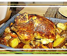 Brathähnchen mit Polentafülle | Rezept