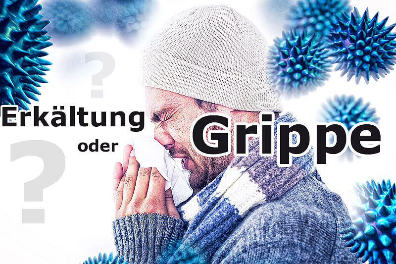 Mann schnäuzt sich: Erkältung oder Grippe?