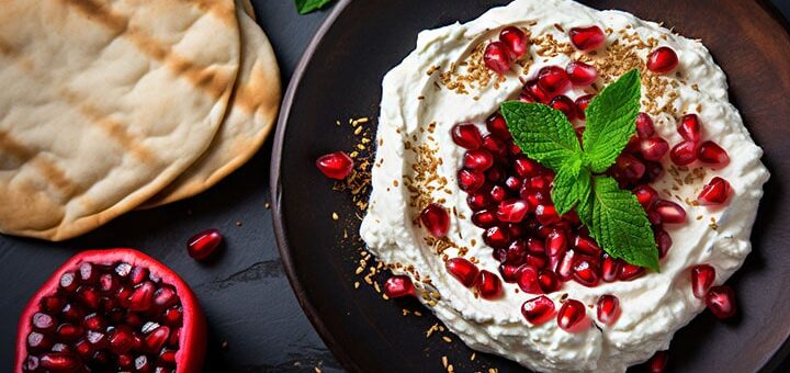 Labneh mit Granatapfel und persischem Taftoon | Rezept