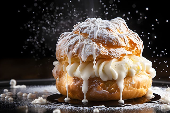 Festliche Brandteigkrapfen mit Zimt-Orangen-Füllung